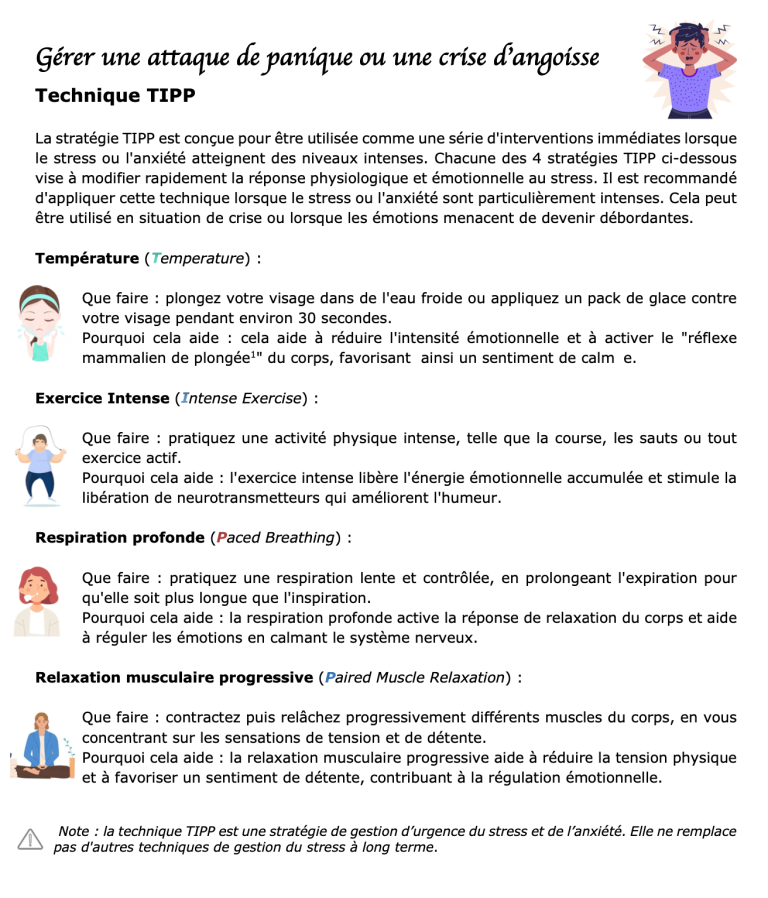 découvrez des stratégies efficaces pour gérer les crises de panique. apprenez à reconnaître les symptômes, à utiliser des techniques de respiration et à développer des outils de coping pour retrouver le contrôle et apaiser votre esprit.